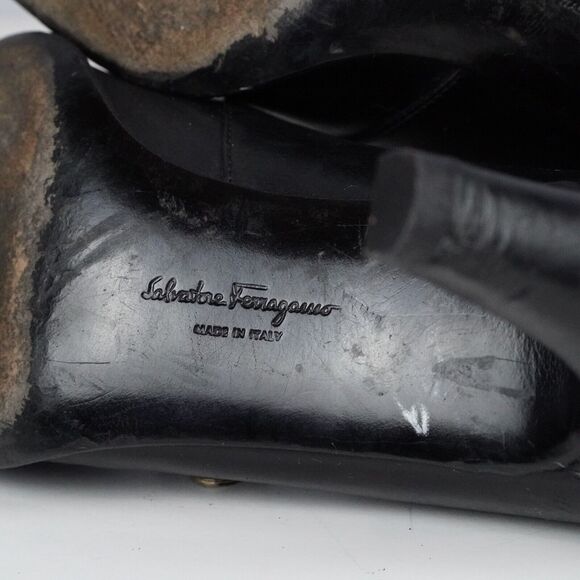 Salvatore Ferragamo Black Leather Pumps Size 7 Mary Jane Style Made in Italy - Picture 16 of 16